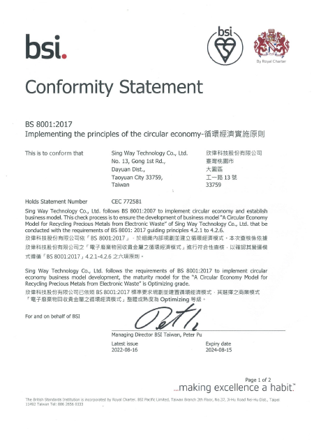 BS 8001-循環經濟認證